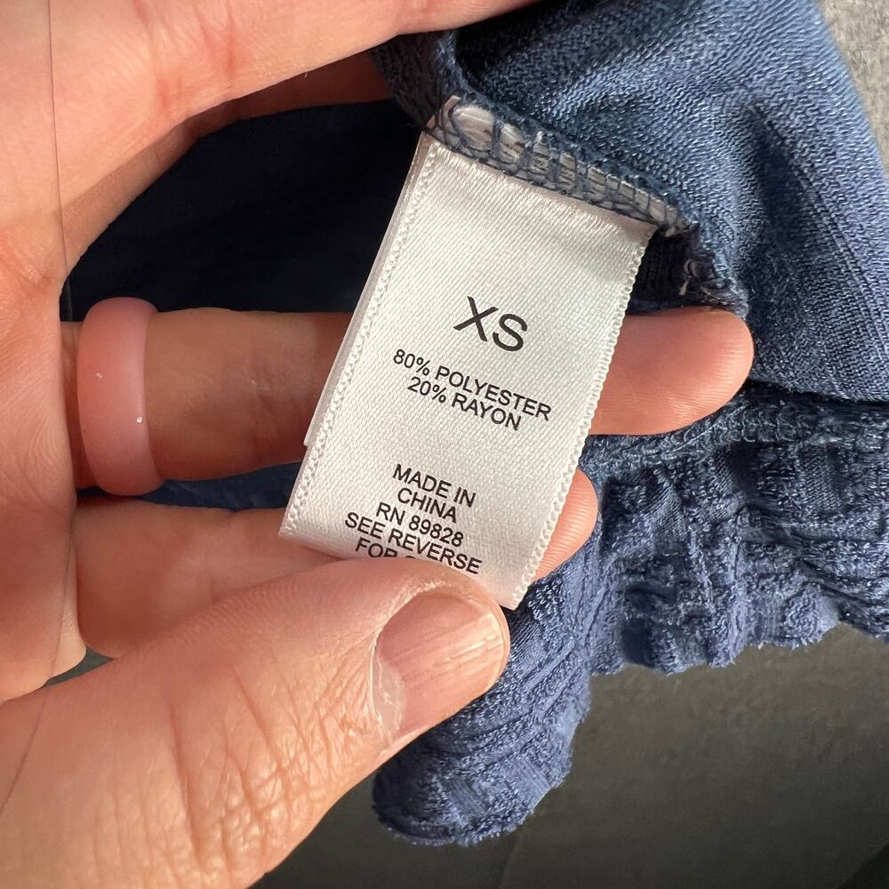 LOGO Lounge by Lori Goldstein Textured Terry Cloth Hoodie Blue Marble, X-Small - Picture 10 of 12